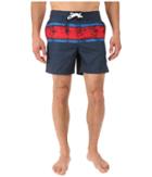Original Penguin - Engineered Stripe Faux Slub Print Fixed Volley Swim Shorts