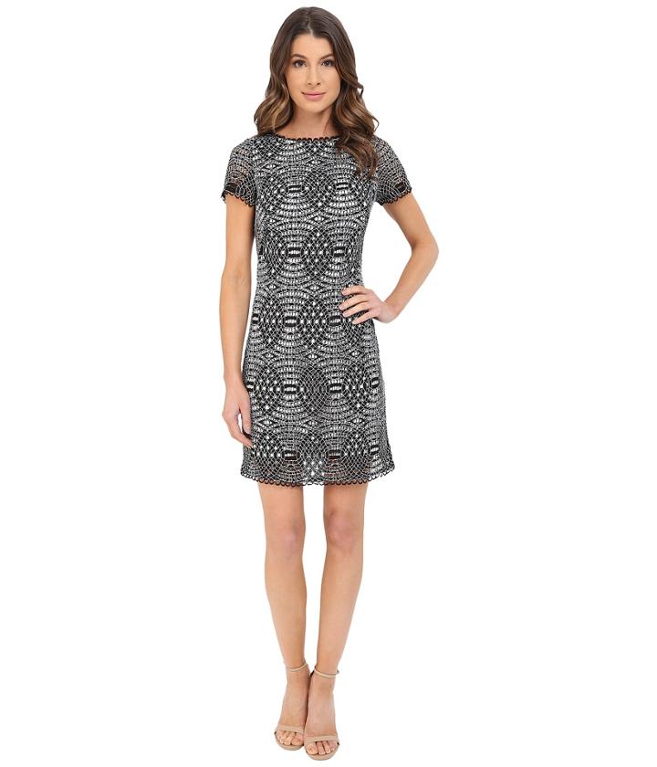 Adrianna Papell - Short Sleeve Lace Shift Dress
