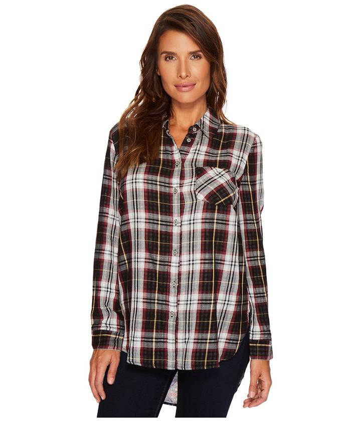 Tribal - Long Sleeve Plaid Shirt W/ Printed Back Detail