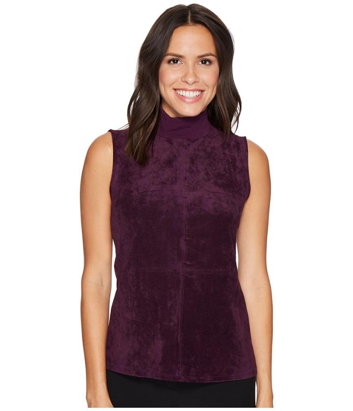 Calvin Klein - Sleeveless Mock Neck With Suede