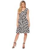 Calvin Klein - V-neck Gingham A-line With Tie Waist Cd8gxr3j