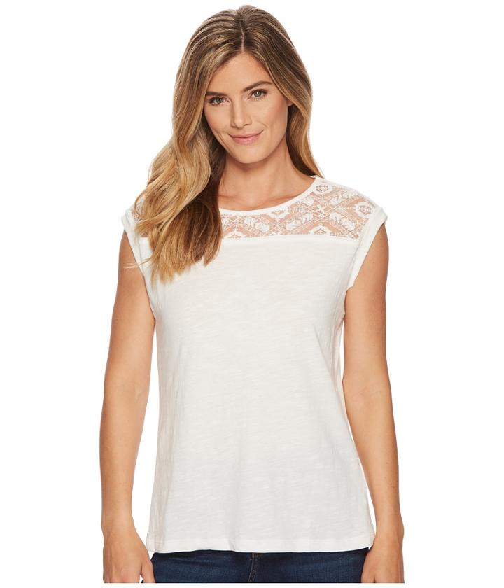 Tribal - Cap Sleeve Top With Lace Neck Detail