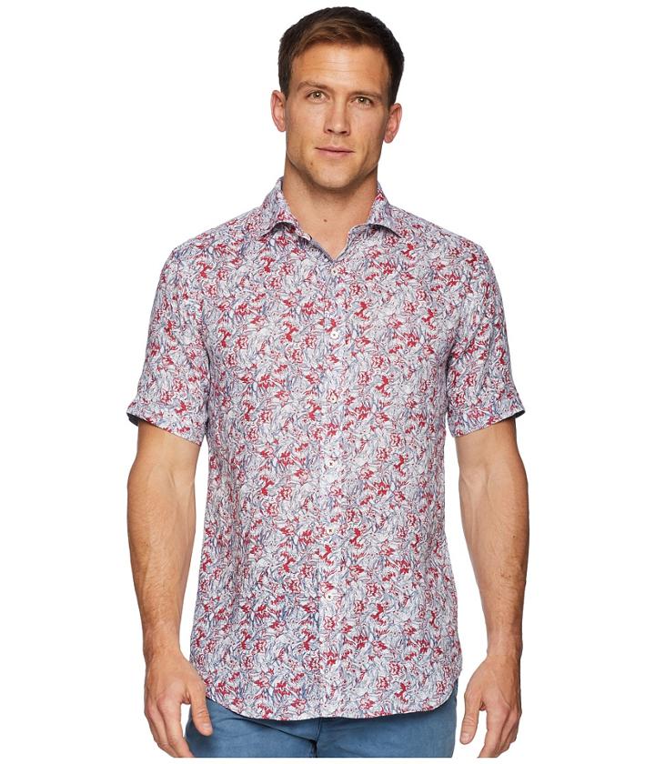 Bugatchi - Short Sleeve One-piece Spread Collar Woven Shaped