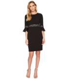 Donna Morgan - 3/4 Bell Sleeve Shift Dress W/ Lace Inset At Wrist And Waist