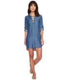 Tommy Bahama - Chambray Lace-up Boyfriend Shirt Cover-up