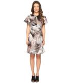 Just Cavalli - Tie-dye Palm Print Flutter Sleeve Dress