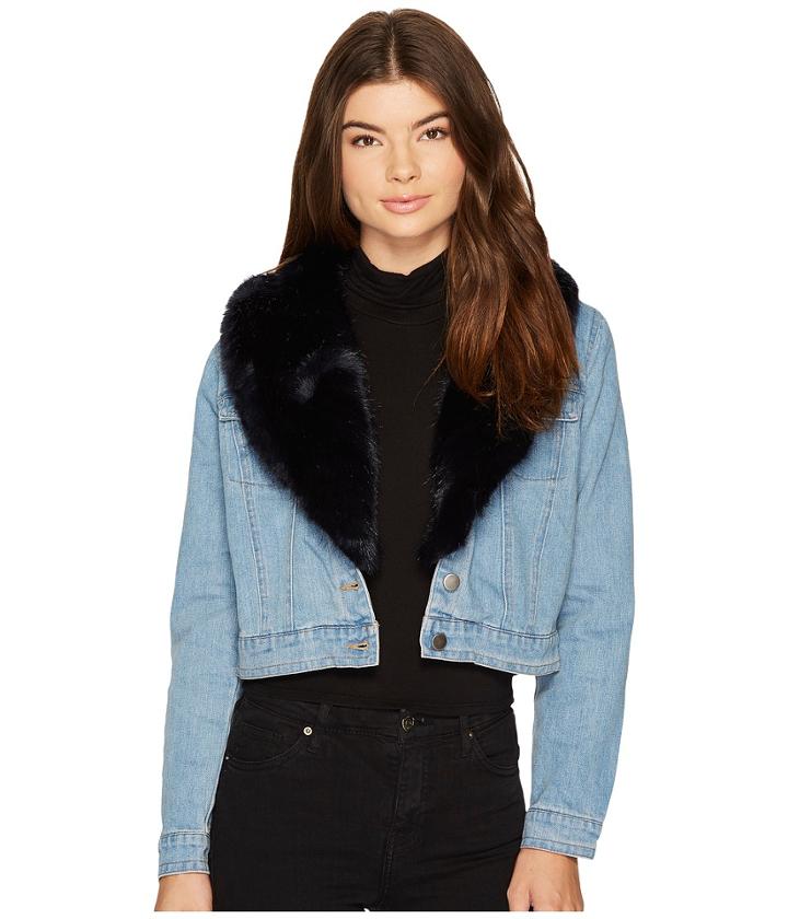 Bb Dakota - Mia Faux Fur Trim Denim Jacket