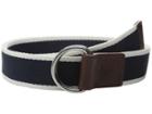 Cole Haan - 38mm Stripe Webbing Belt With Leather Trim And Double D-rings
