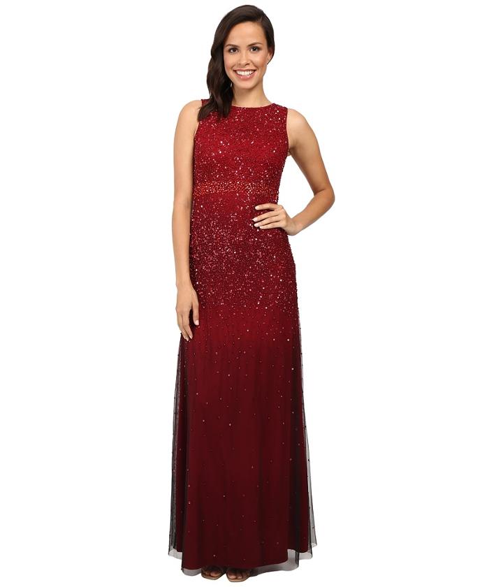 Adrianna Papell - Sleeveless Beaded Mesh Ombre Gown