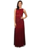 Adrianna Papell - Sleeveless Beaded Mesh Ombre Gown