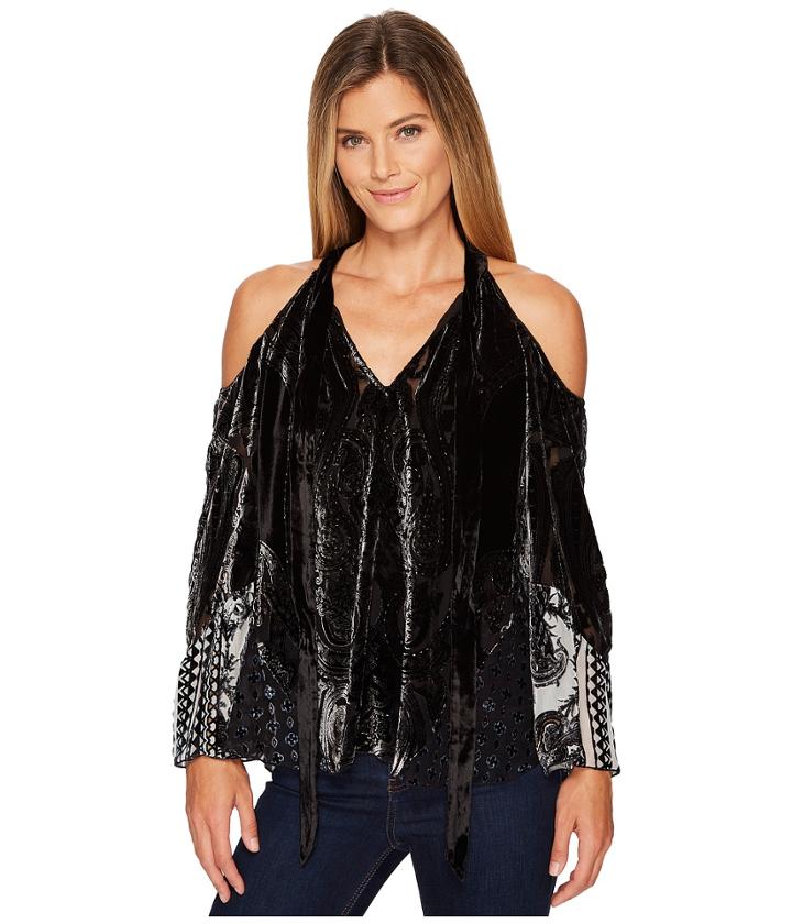 Hale Bob - Creative License Silk With Burnout Velvet Cold Shoulder Top