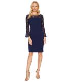 Adrianna Papell - Knit Crepe And Lace Sheath Dress