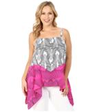 Vince Camuto Plus - Plus Size Graphic Stripe Fan Drape Panel Tank Top