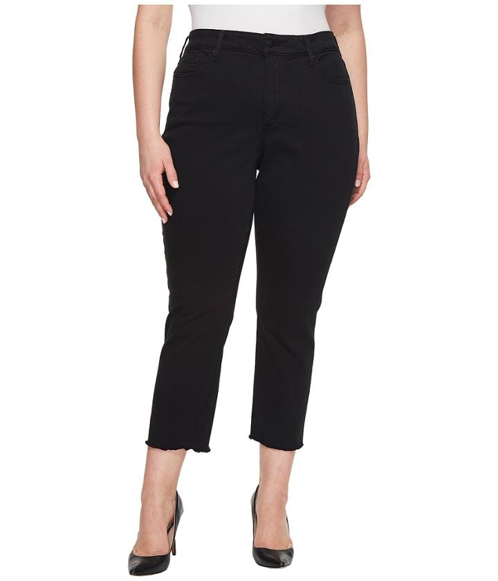 Nydj Plus Size - Plus Size Sheri Slim Ankle W/ Fray Hem In Black