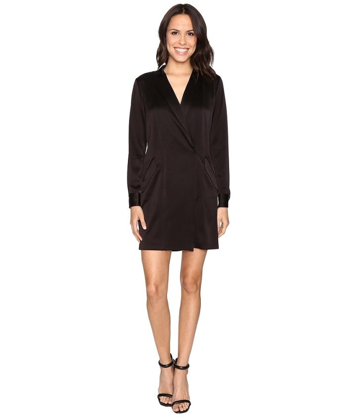 Halston Heritage - Long Sleeve Satin Shirtdress