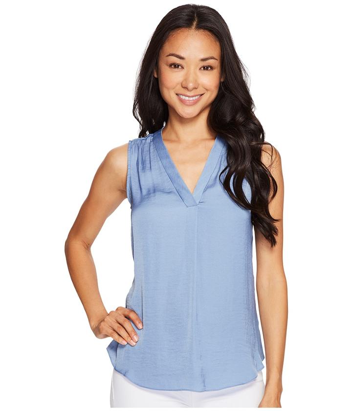 Vince Camuto Specialty Size - Petite Sleeveless V-neck Rumple Blouse