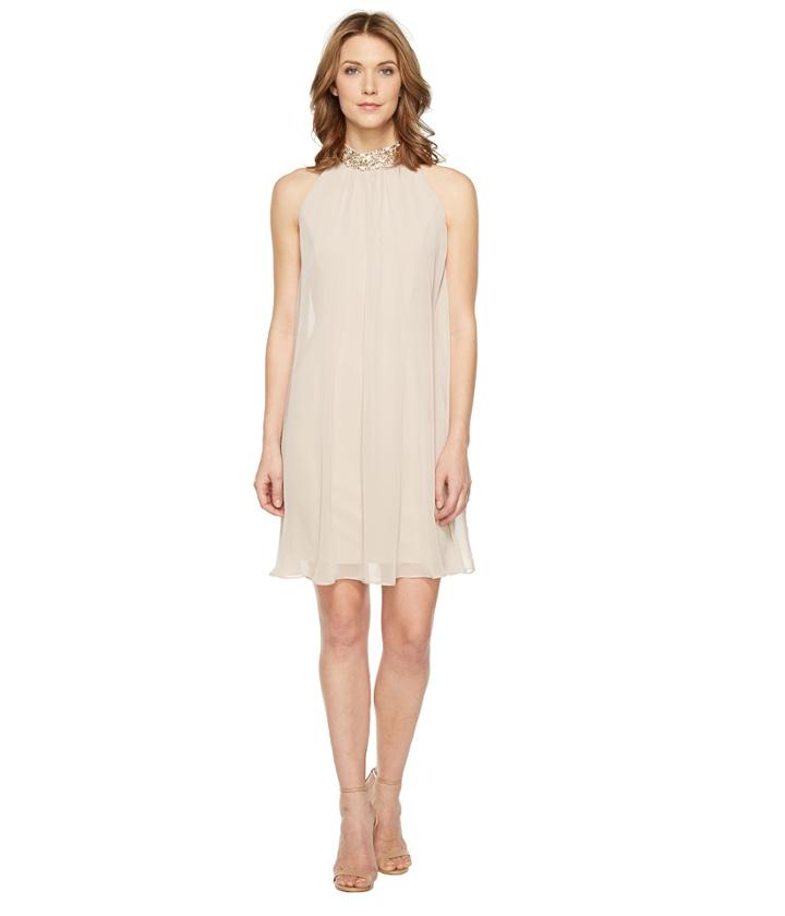 Vince Camuto - Sleeveless Float Dress With Beaded Collar