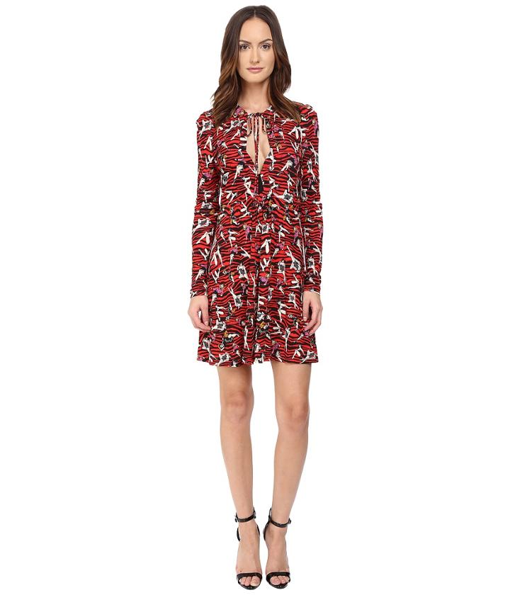 Just Cavalli - Pin Up Printed Long Sleeve Runway Dress