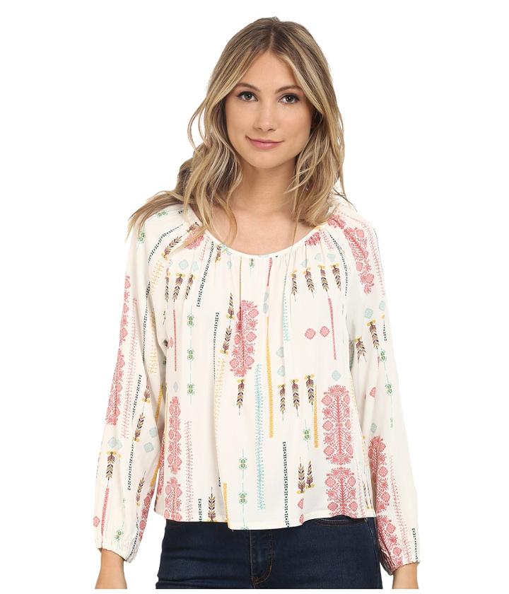 Jack By Bb Dakota - Clifford Tribal Detail Printed Heavy Rayon Challi Peasant Top
