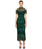 Marchesa Notte - Guipure Lace Ankle Length Cocktail W/ Cold Shoulder