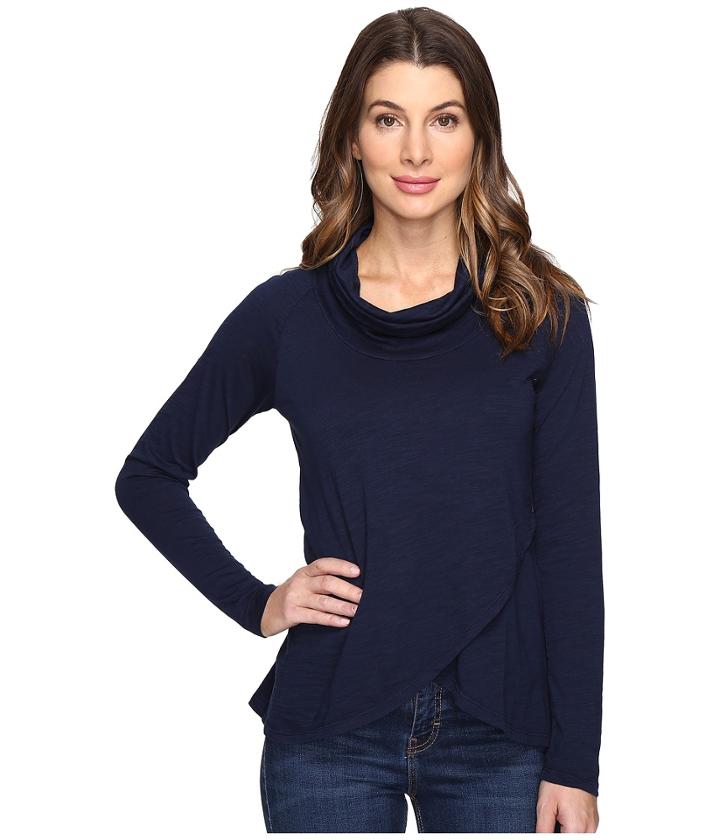 Mod-o-doc - Slub Jersey Slouchy Funnel Crossover Hem Tee
