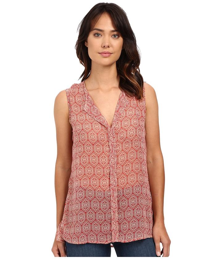 Bobeau - Lily Pleat Back Woven Tank Top