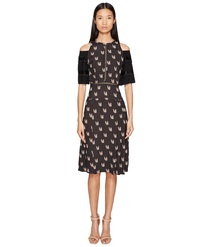 Yigal Azrou  L - Pleating Detail Parakeet Jacquard Dress