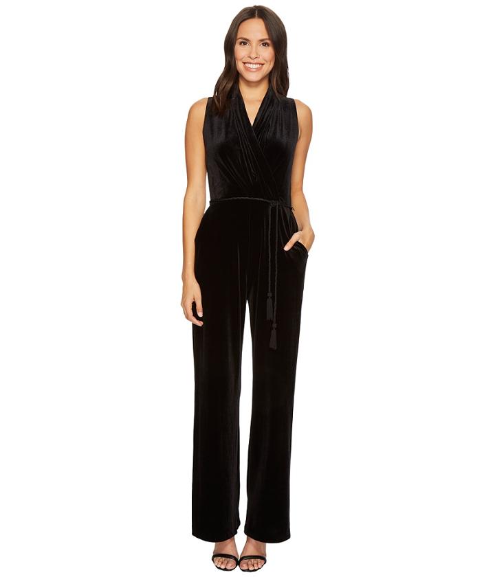 Vince Camuto - Velvet Gathered Surplice Bodice Jumpsuit