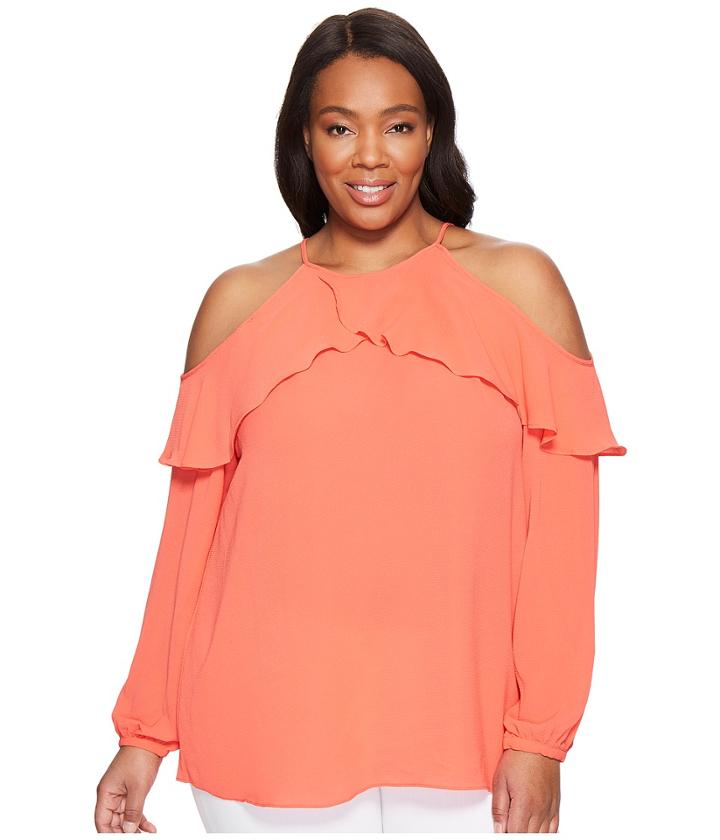 Michael Michael Kors - Plus Size Cold Shoulder Flounce Top