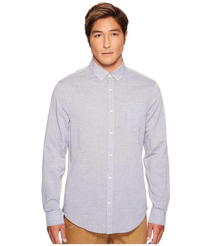 Original Penguin - Long Sleeve Slub Linen Feeder Stripe Button Down