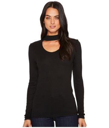 Michael Stars - Shine Long Sleeve Choker With Peekaboo U-neck Top