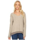 Dylan By True Grit - Brushed Back Vintage Fleece Fuzzy Face V-neck Top With Rib Trim