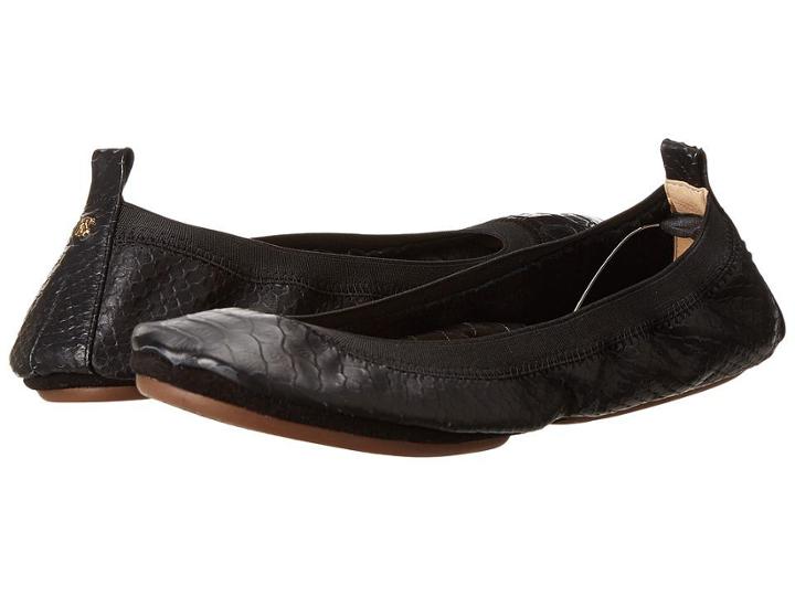 Yosi Samra Samara Croco Embossed Leather Fold Up Flat