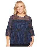Lucky Brand - Plus Size Shirred Peasant Top