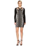 Versace Jeans - Cut Out Printed Long Sleeve Dress