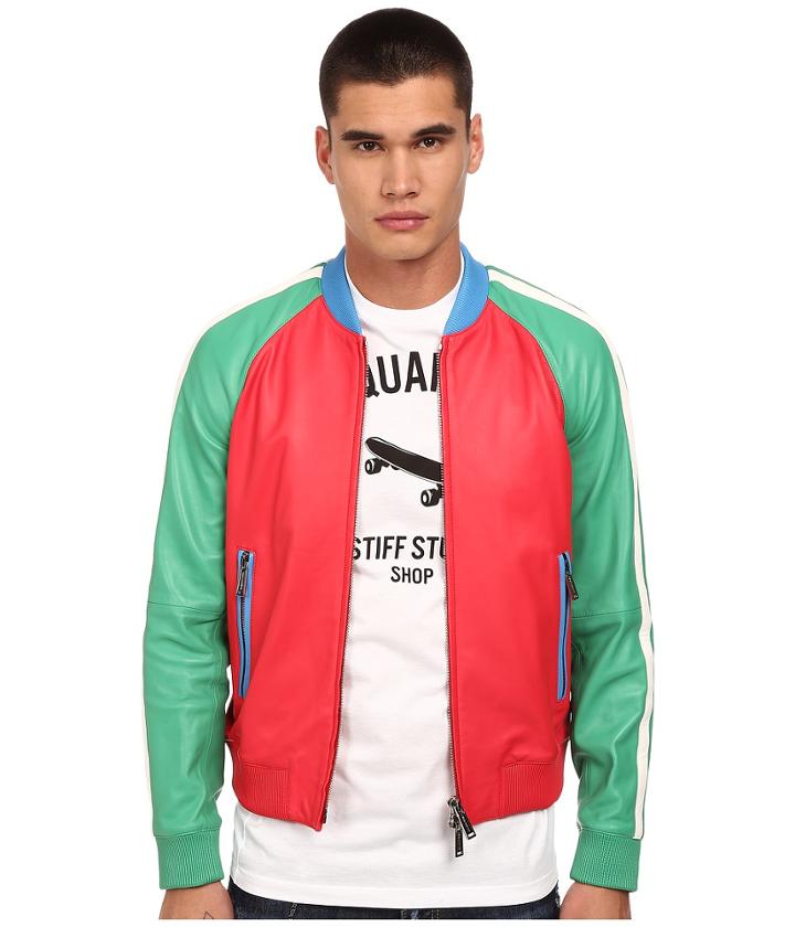 Dsquared2 - Pastel Preppy Leather Bomber