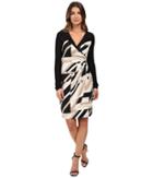 Laundry By Shelli Segal - Printed Matte Jersey Faux Wrap Dress With Mesh Detail