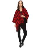 The Kooples - Double-sided Wool Check Poncho With Black Lining