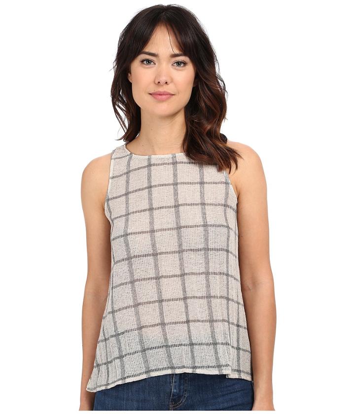 Michael Stars - Plaid Mesh Sleeveless Top W/ Split Back