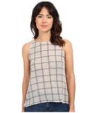 Michael Stars - Plaid Mesh Sleeveless Top W/ Split Back