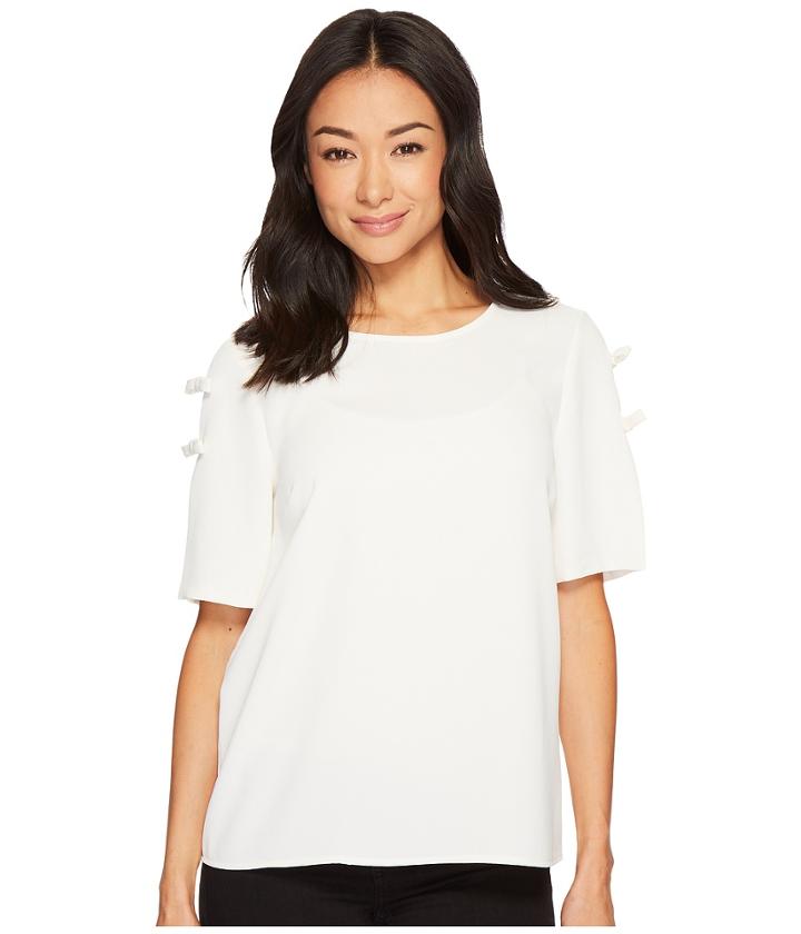 Cece - Split Sleeve Moss Crepe Blouse W/ Bows