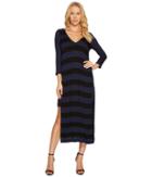 Three Dots - Featherweight Stripe Double V-neck Dress