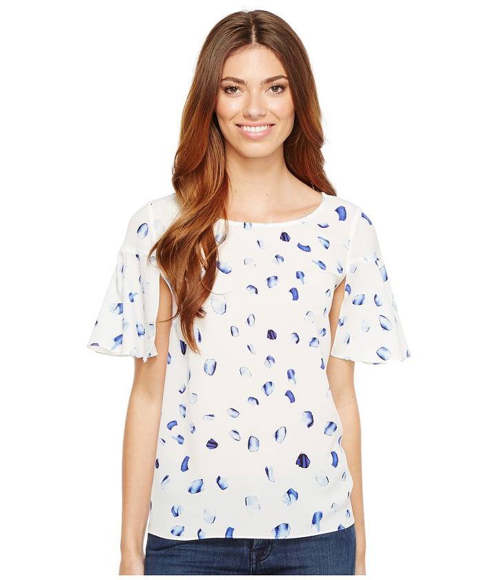 Cece - Short Bell Sleeve Floating Petals Blouse