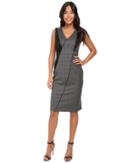 Ellen Tracy - Seamed V-neck Sheath Dress