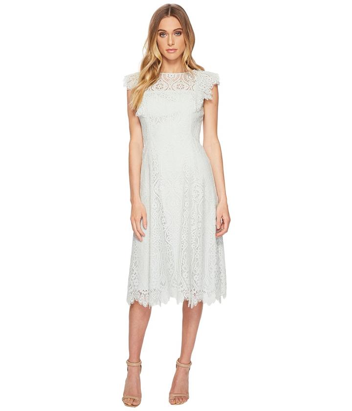 Tahari By Asl - Lace Flutter Sleeve Midi Dress