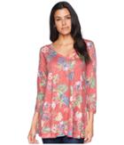 Nally &amp; Millie - 3/4 Sleeve Red Multi Floral Tunic
