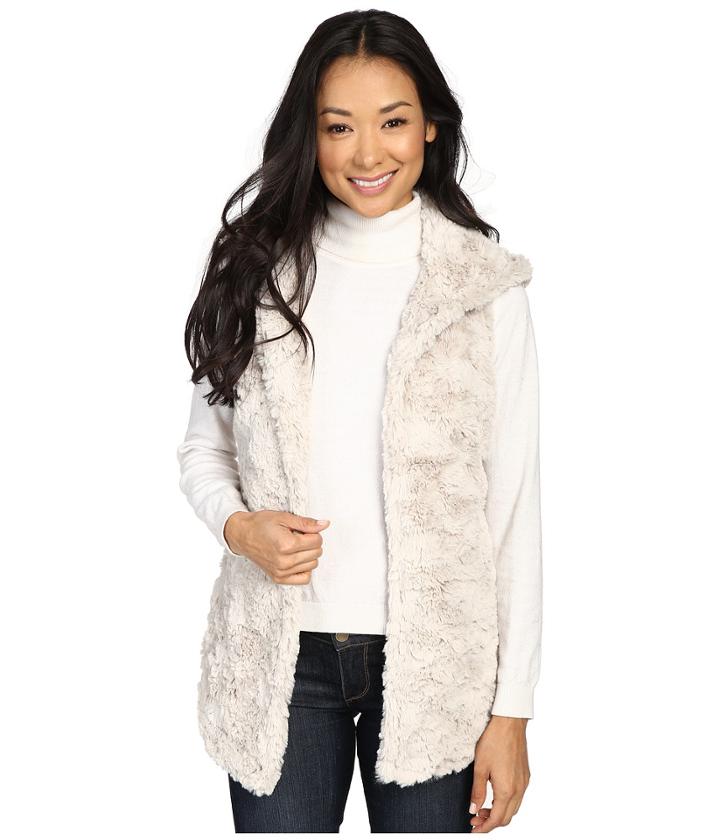 Dylan By True Grit - Plush Faux Classic Silky Fur Hood Vest W/ Fur Lining