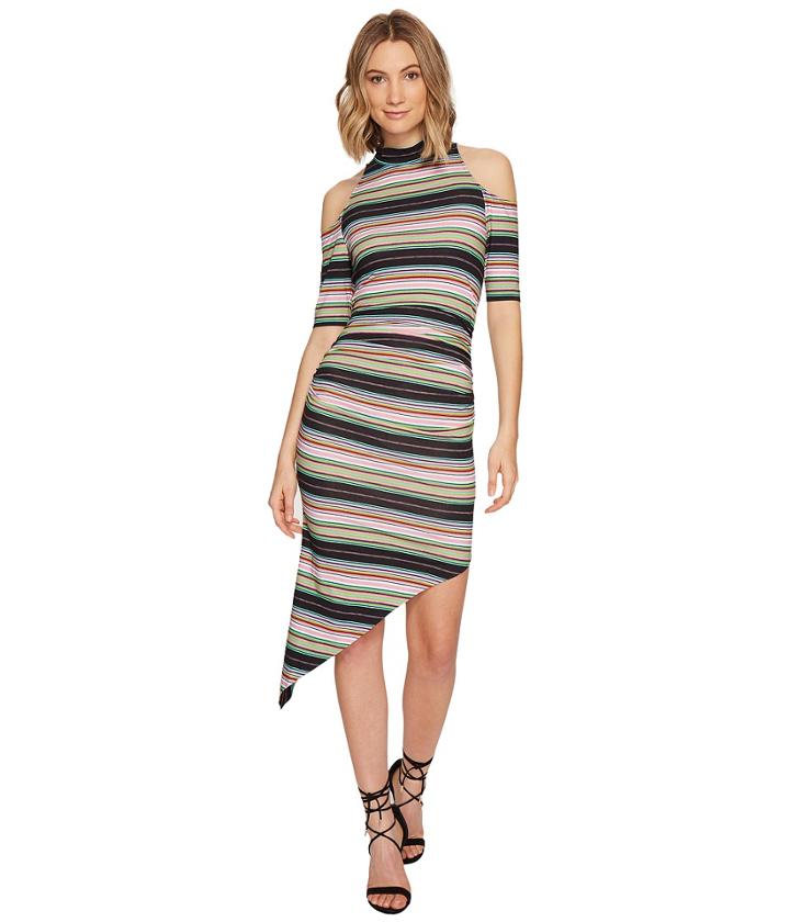 Nicole Miller - Kp Festival Stripe Cold Shoulder Dress