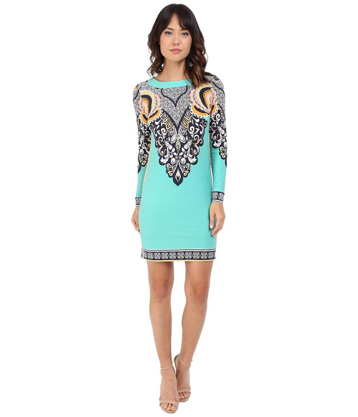 Donna Morgan - Long Sleeve Printed Jersey Dress