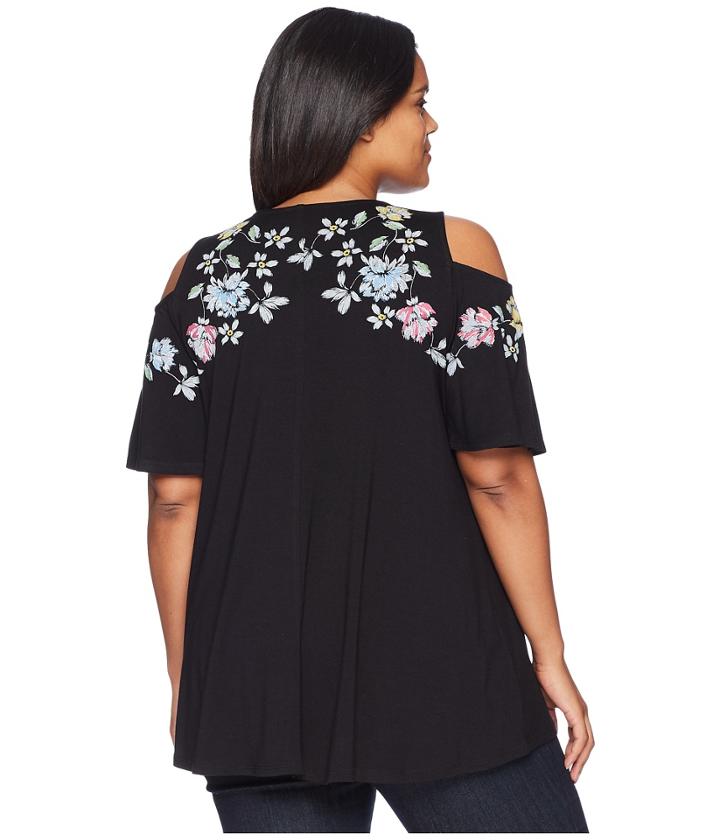 Karen Kane Plus - Plus Size Printed Cold Shoulder Top
